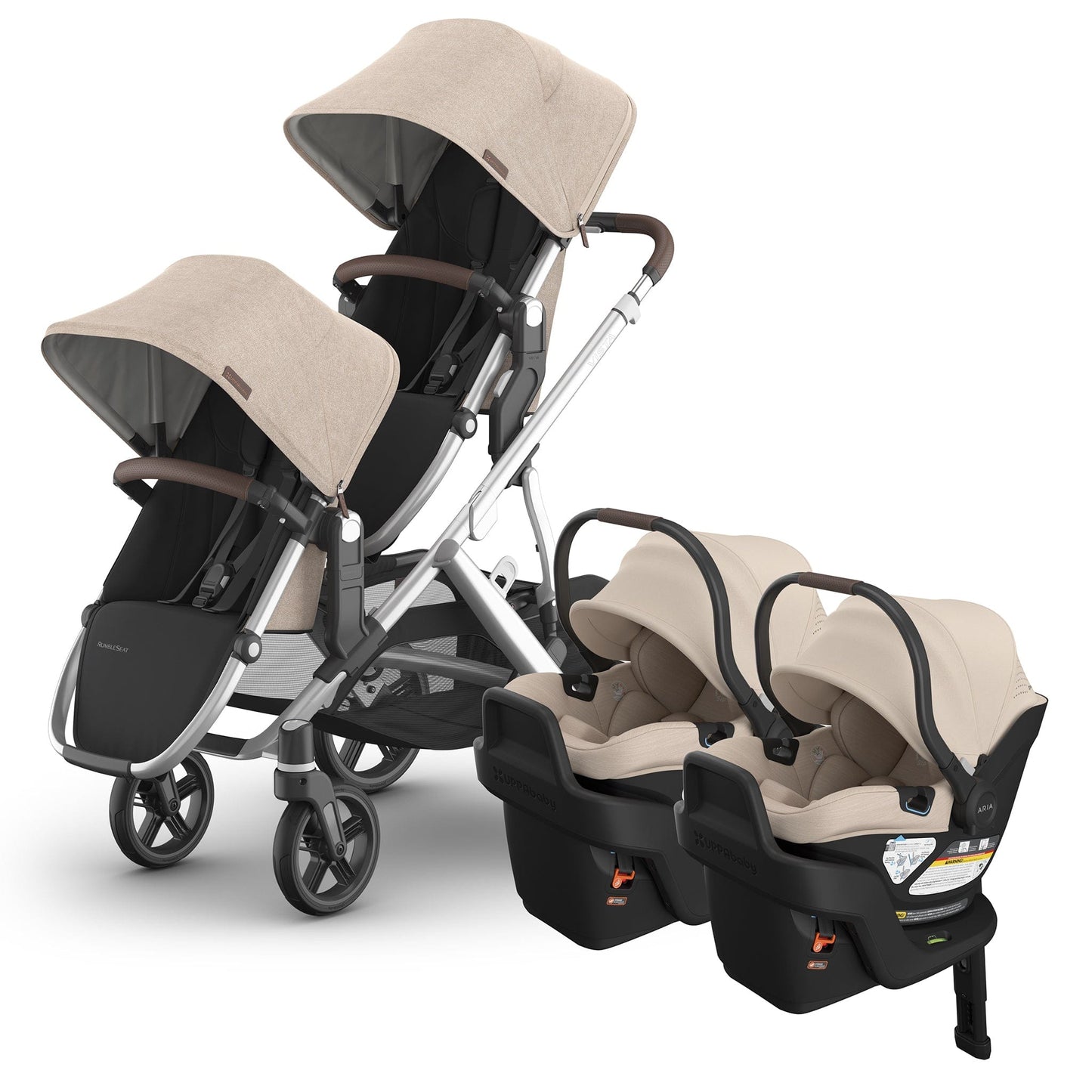 UPPAbaby Vista V3 Twin Stroller with RumbleSeat V3 + Aria V2 Travel System Bundle - Declan / Declan - TWIN-V3-TRVL-ARIA-V2-0303-VSO-NA-DCL