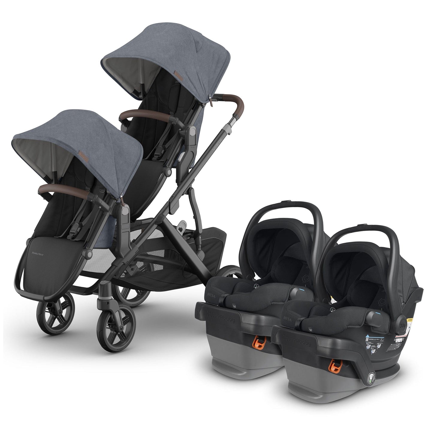 UPPAbaby Vista V3 Twin Stroller with RumbleSeat V3 + Mesa V2 Travel System Bundle - Julian / Jake - TWIN-V3-TRVL-MESA-V2-0303-VSO-NA-JUL