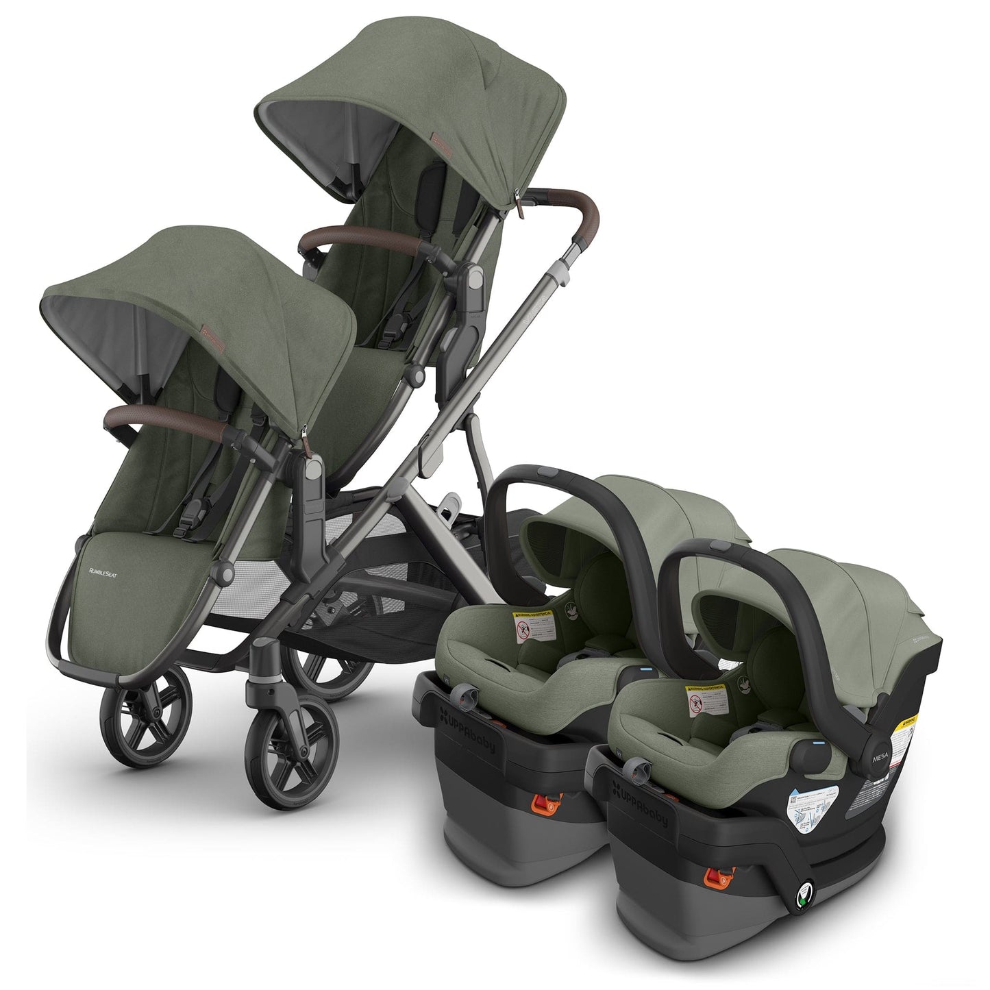 UPPAbaby Vista V3 Twin Stroller with RumbleSeat V3 + Mesa V3 Travel System Bundle - Evelyn / Evelyn - TWIN-V3-TRVL-MESA-V3-0303-VSO-NA-EVE