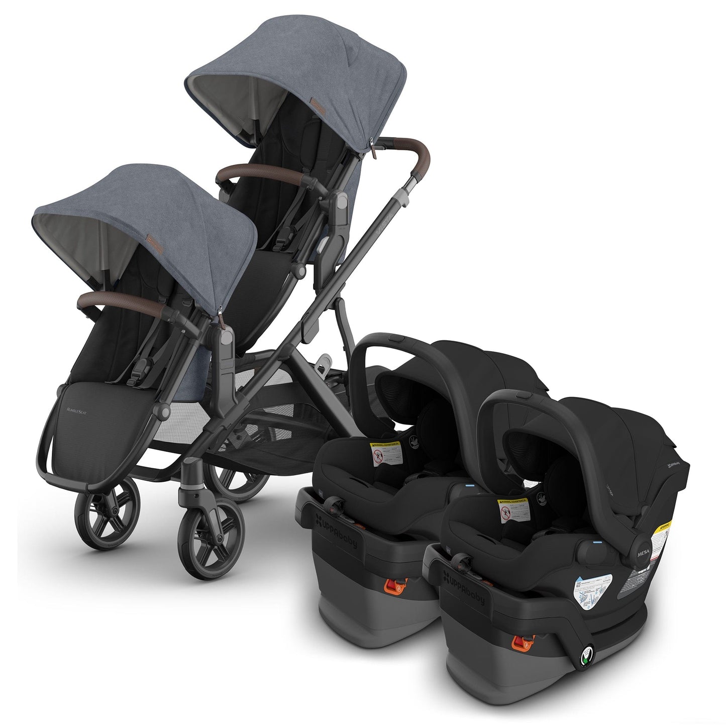 UPPAbaby Vista V3 Twin Stroller with RumbleSeat V3 + Mesa V3 Travel System Bundle - Julian / Jake - TWIN-V3-TRVL-MESA-V3-0303-VSO-NA-JUL