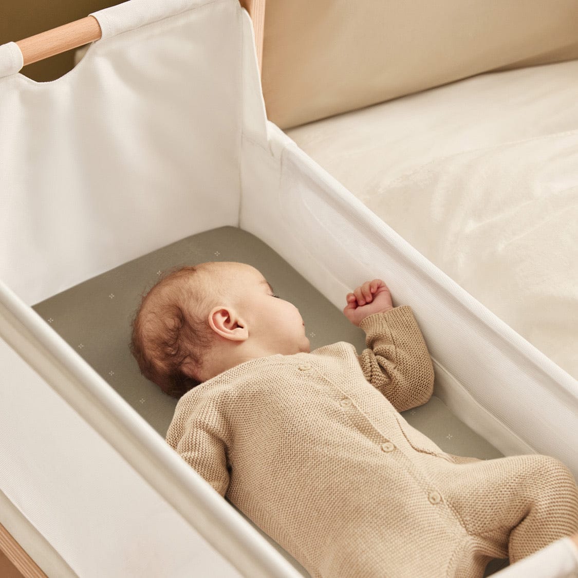 Snuz Bassinet Fitted Sheets, 2 Pack - Sage/Cross - USBD028BT