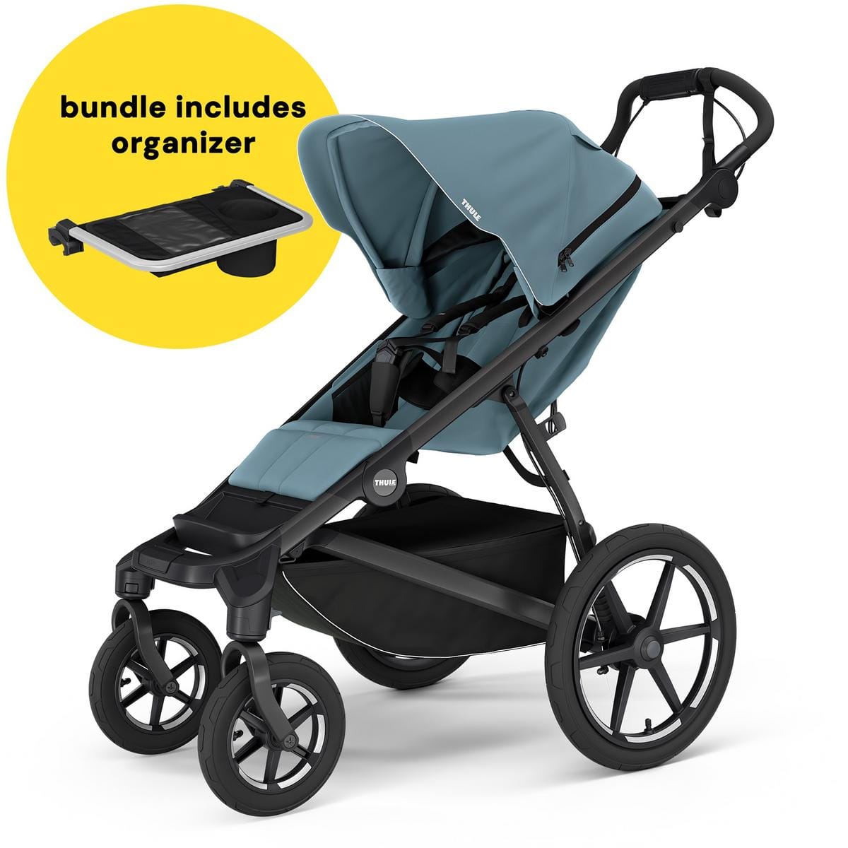 Thule Urban Glide 4-Wheel All-Terrain Stroller + Organizer Bundle - Mid-Blue