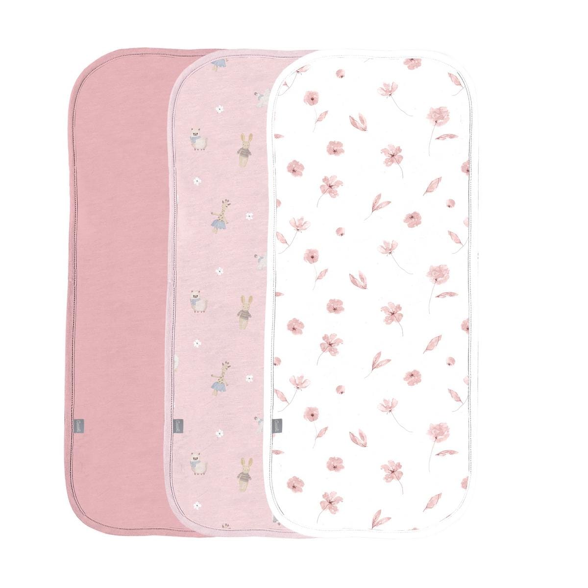 Coccoli Modal Burp Cloth 3 Pack - Flowers on Cream - One Size