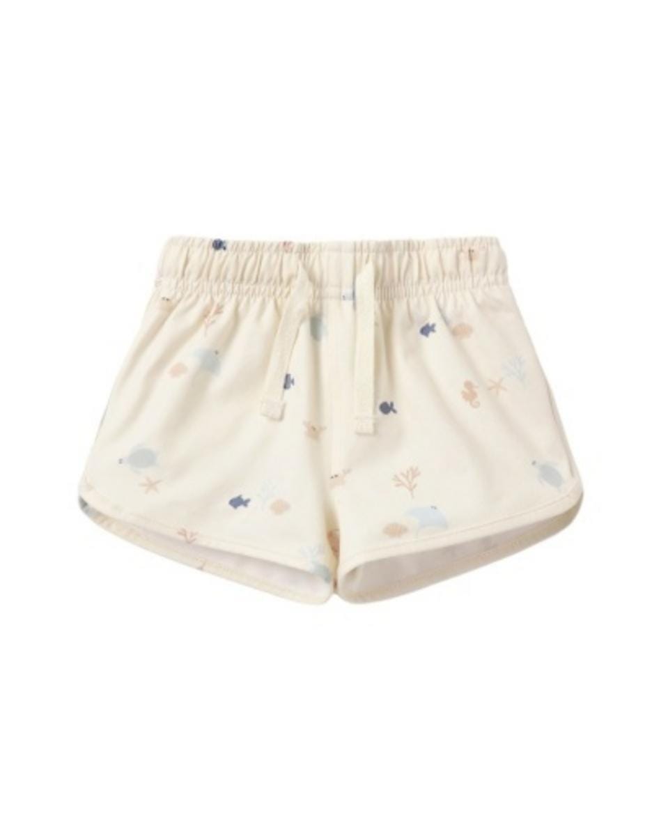 Quincy Mae Boys Swim Short Sea Life - Natural, 12-18M
