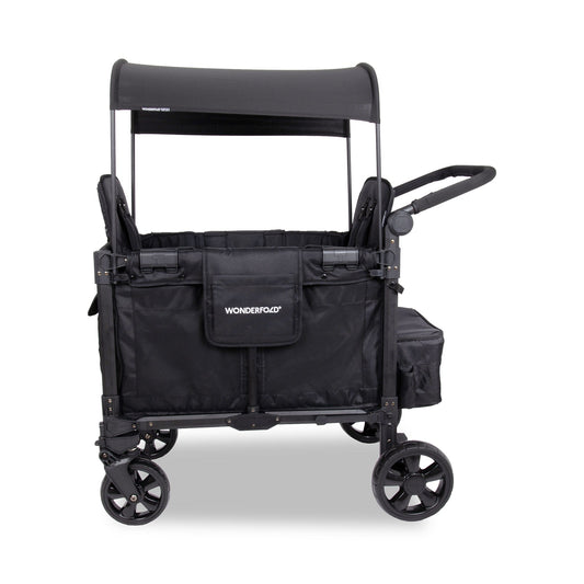 WonderFold W2 Elite Pro (2 Seater) Double Stroller Wagon - Jet Black