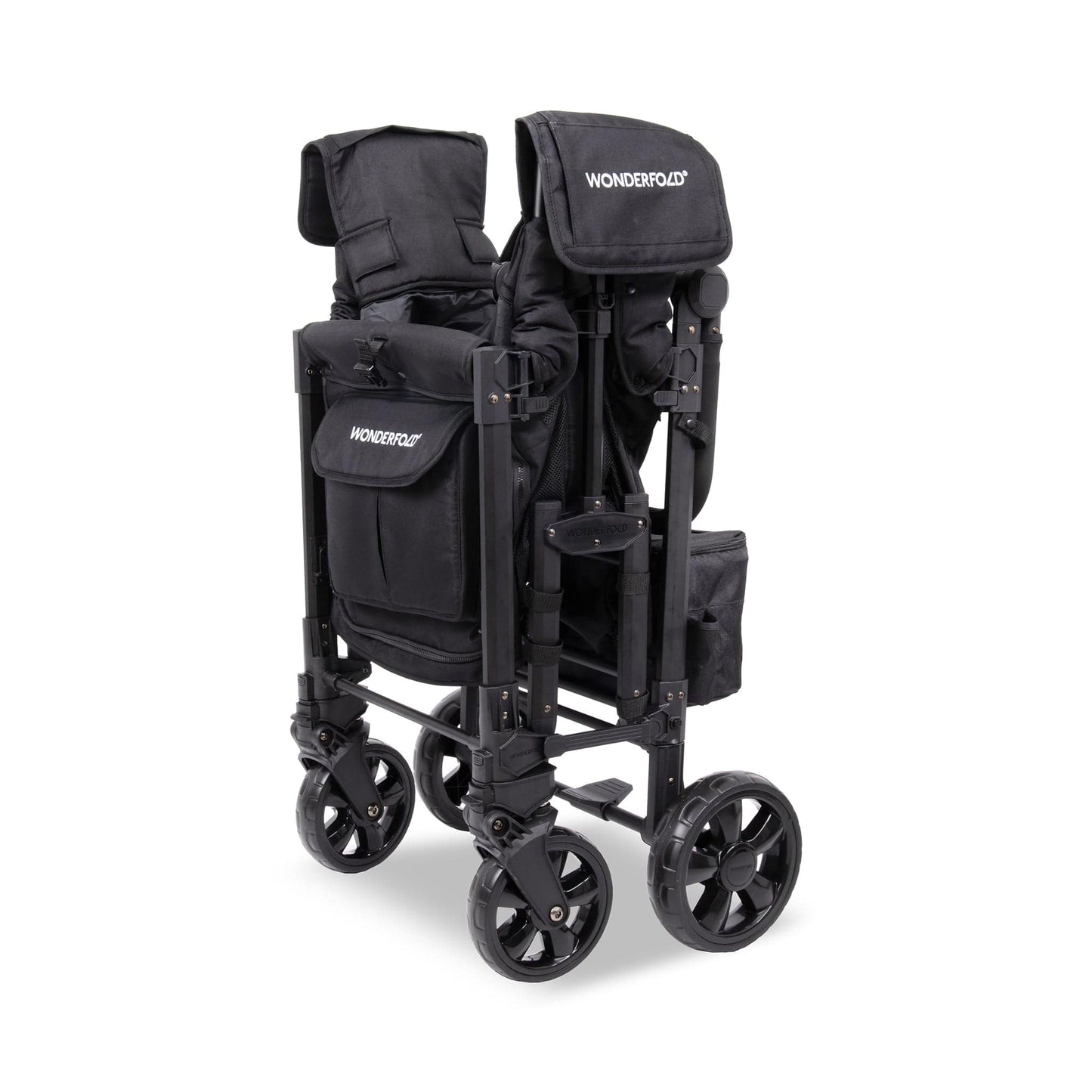 WonderFold W2 Elite Pro (2 Seater) Double Stroller Wagon - Jet Black