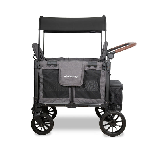WonderFold W2 Luxe Pro (2 Seater) Double Seater Stroller Wagon - Charcoal Gray