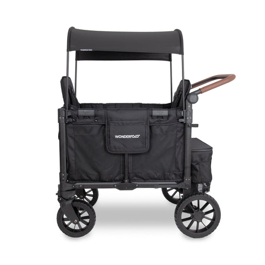 WonderFold W2 Luxe Pro (2 Seater) Double Seater Stroller Wagon - Jet Black