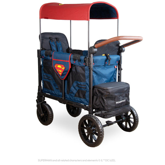 WonderFold W2 Luxe Pro (2 Seater) Double Stroller Wagon - Superman - W2LUXP-WBSP