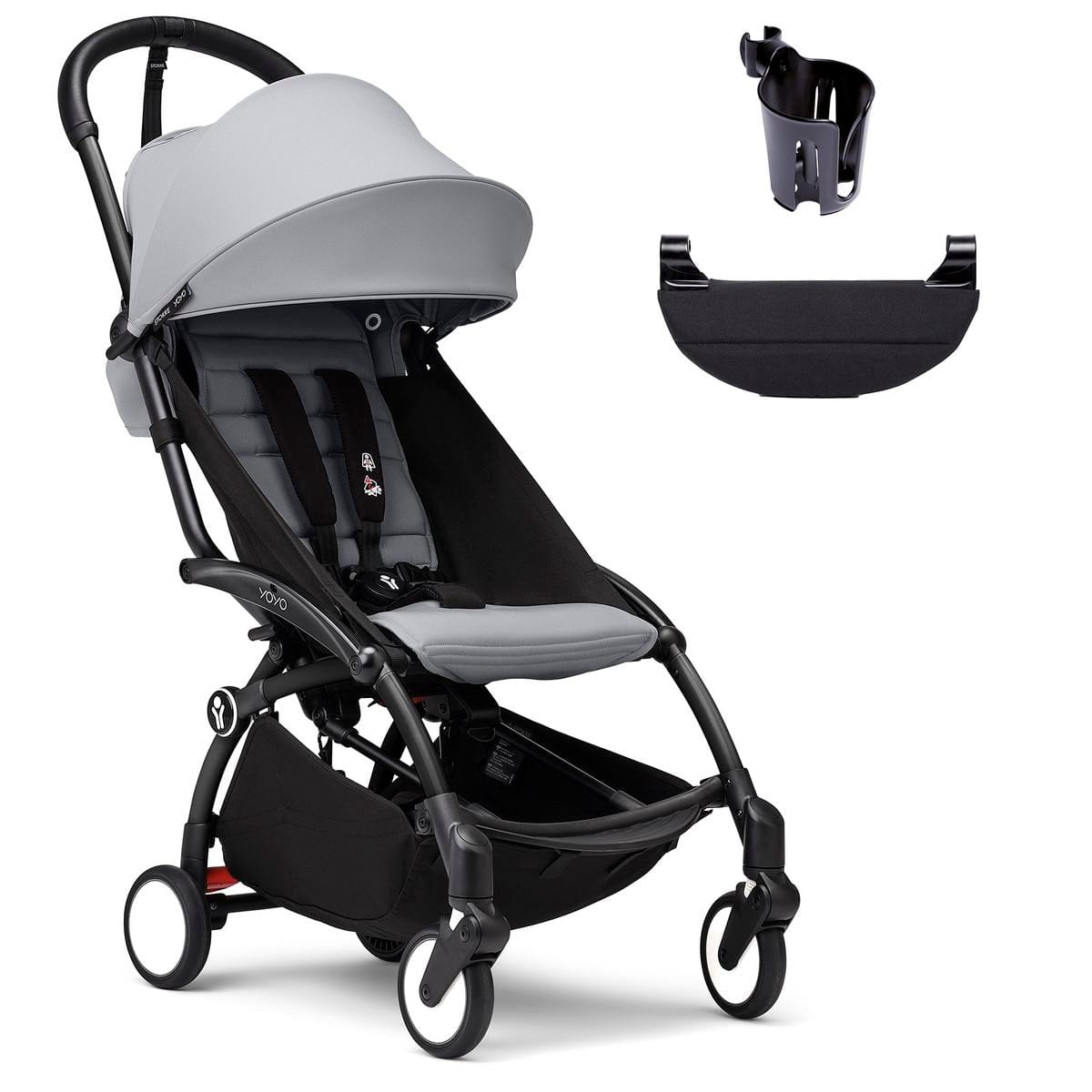 Stokke YOYO3 Ultra Compact 6+ Stroller + Essentials Bundle - Black / Stone - 653900-655101-646701