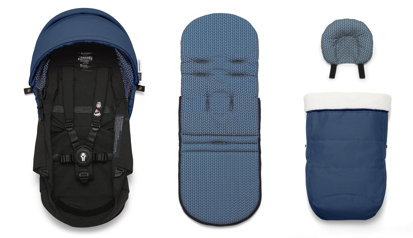 Stokke YOYO3 Ultra Compact Complete 0+/6+ Stroller Bundle - Black / Air France Blue - 654000-647907