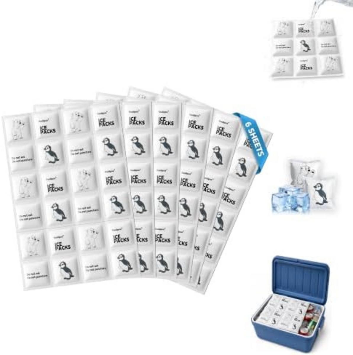 Six sheets of Thermos flexible ice packs with penguin and polar bear graphics