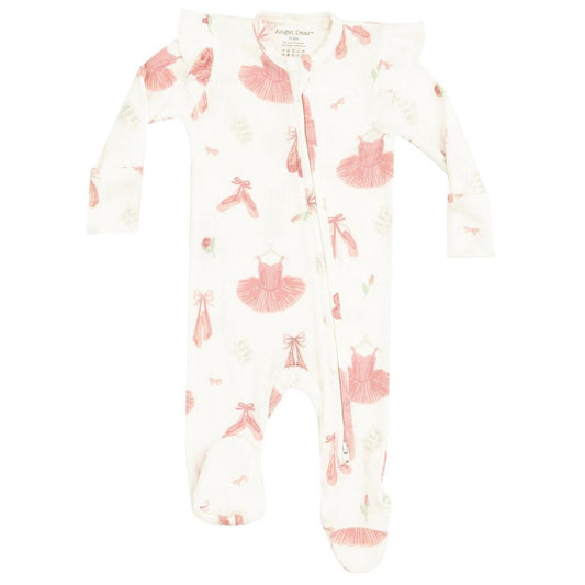 Angel Dear 2 Way Zipper Ruffle Sleeves Footie - 726-S25-BTS-0-3M