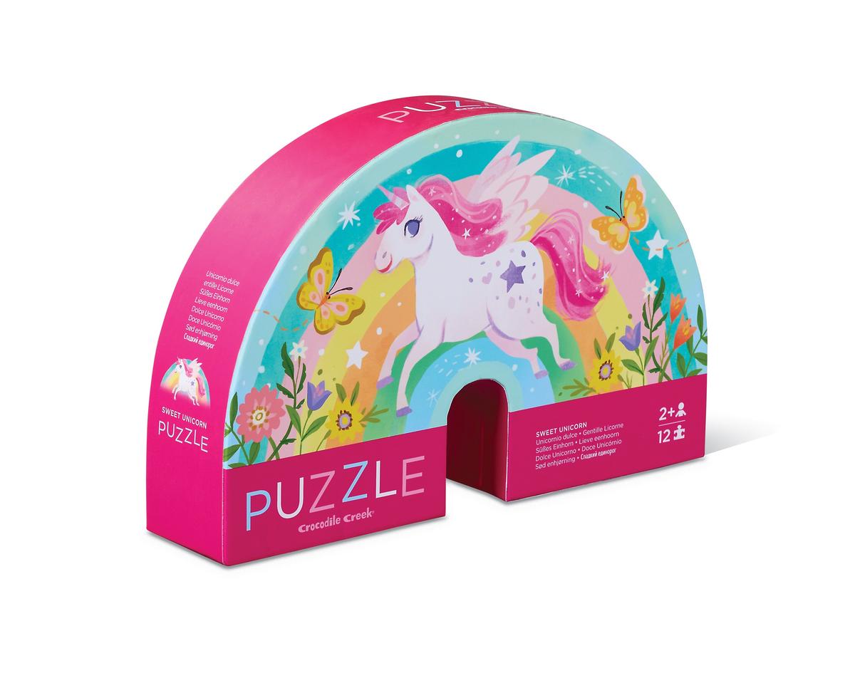 Crocodile Creek 12-Piece Mini Shaped Box Puzzle - Sweet Unicorn