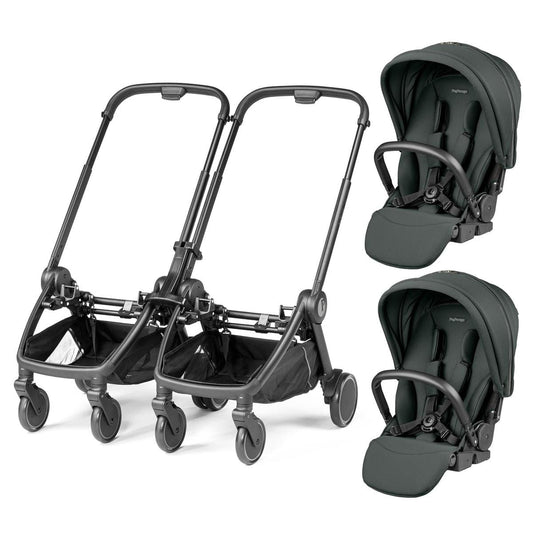 PEG City Loop Double Stroller Bundle - Black / Metal - CLP-DBL-METAL