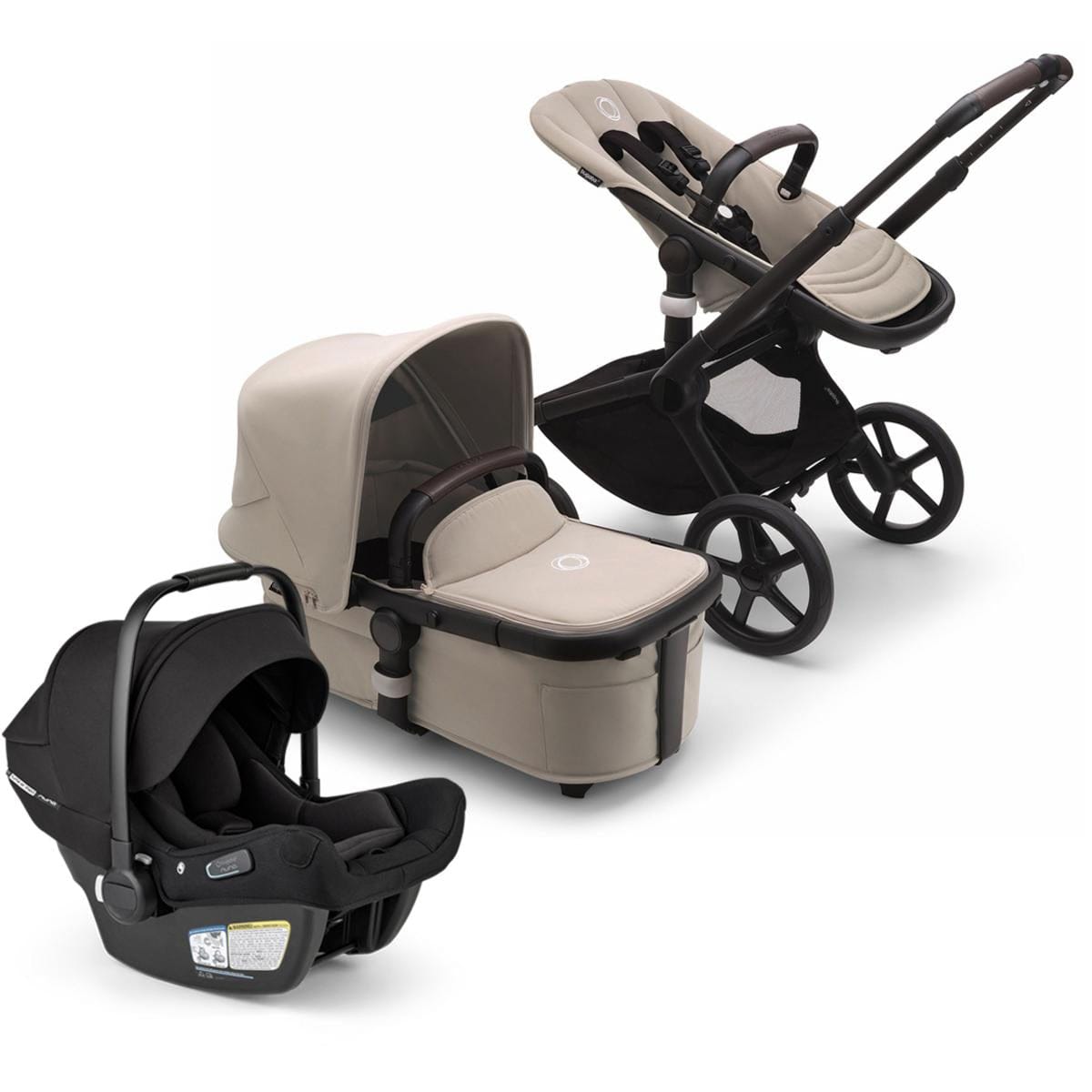 Bugaboo Fox 5 + Turtle Air Shield Travel System Bundle - Black / Desert Taupe / Black - 100051061-400016001-B