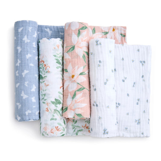 Aden + Anais Essentials Cotton Muslin Swaddle Blanket 4 pk - Butterfly Garden - ESWC40037