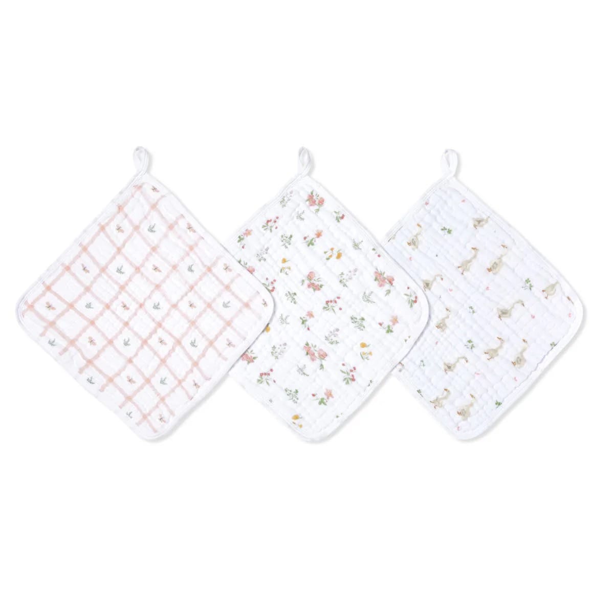 Aden + Anais Essentials Cotton Muslin Washcloths 3 pk - Country Floral - EWCC30016