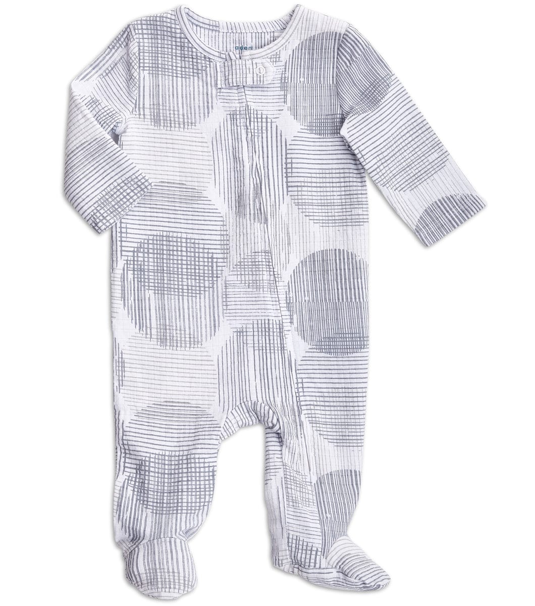 Aden + Anais Long Sleeve Zipper One-Piece - Circle Hatch (0-3 Months) - 256725