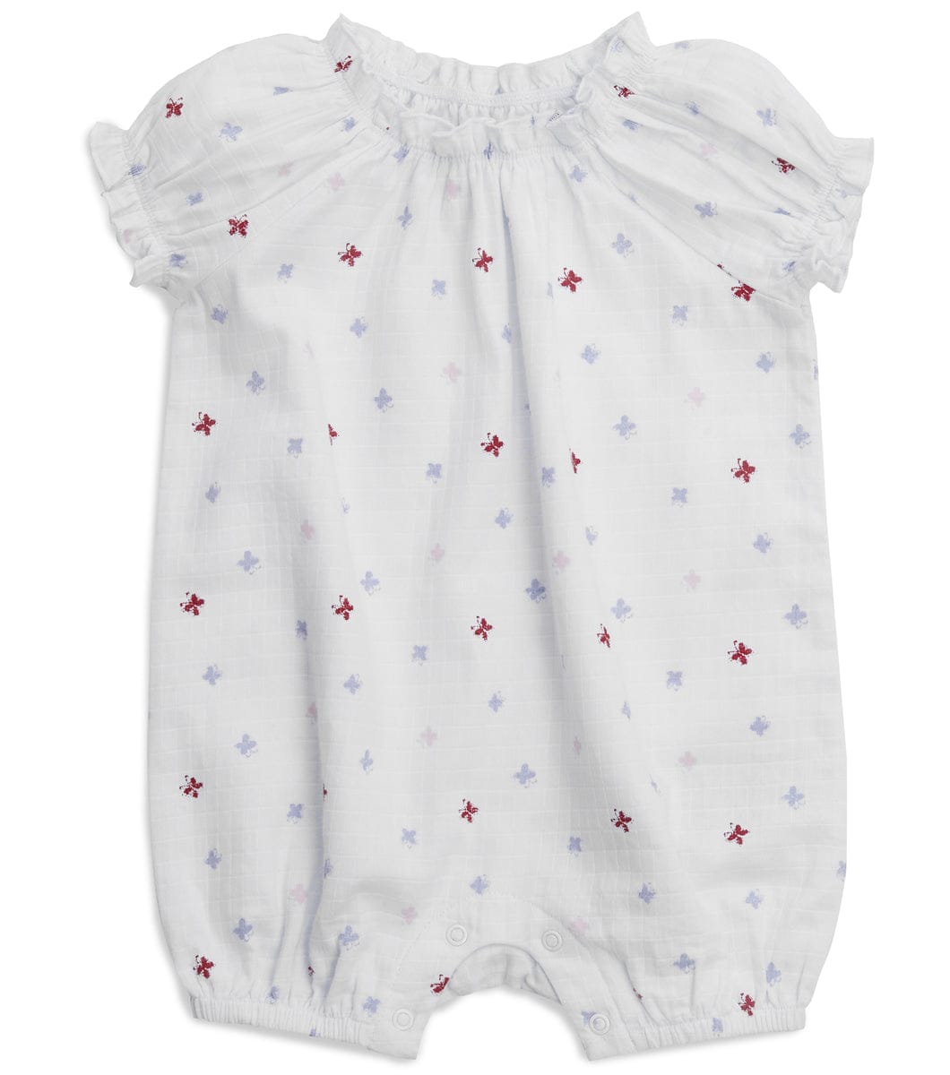 Aden + Anais Short Sleeve Gathered Romper - Butterfly (0-3 Months) - 292708