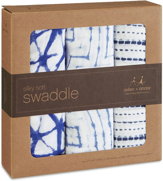 Aden + Anais Silky Soft Swaddles - 3-Pack - Indigo - 9213