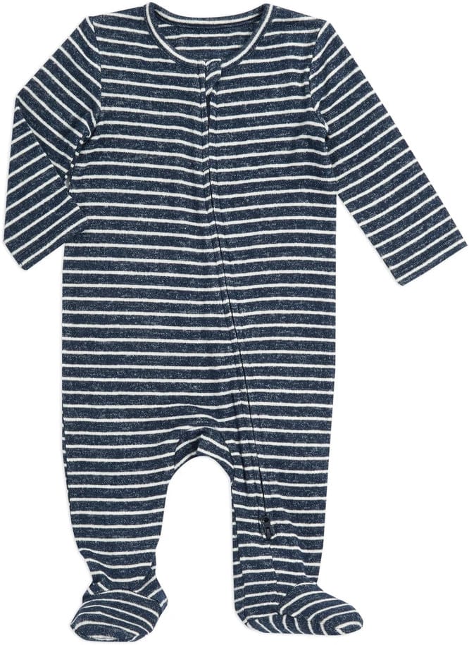 Aden + Anais Snuggle Knit Footie - Navy Stripe (0-3 Months) - AZON10007