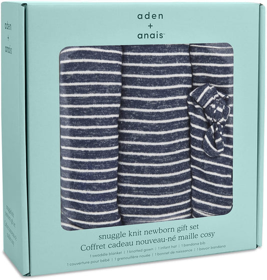 Aden + Anais Snuggle Knit Newborn Gift Set - Navy Stripe - ANGN40003