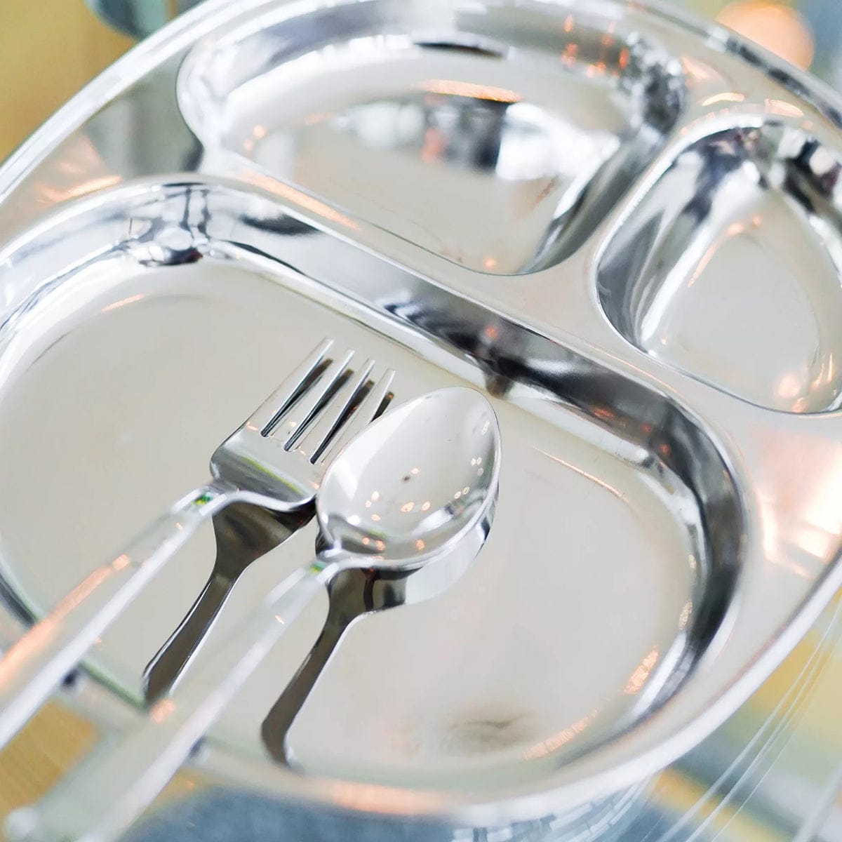 Ahimsa Stainless Steel Balanced Bites Plates (Set of 4) - Classic - SPLA-108-CLA