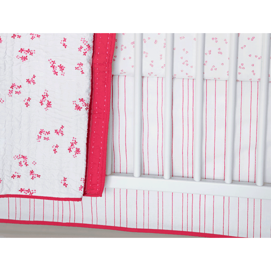 Auggie Crib Skirt in Painted Stripe Pink