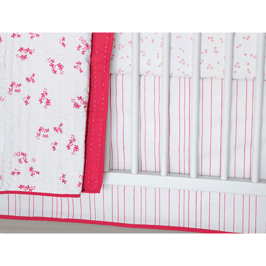 Auggie Crib Skirt in Painted Stripe Pink