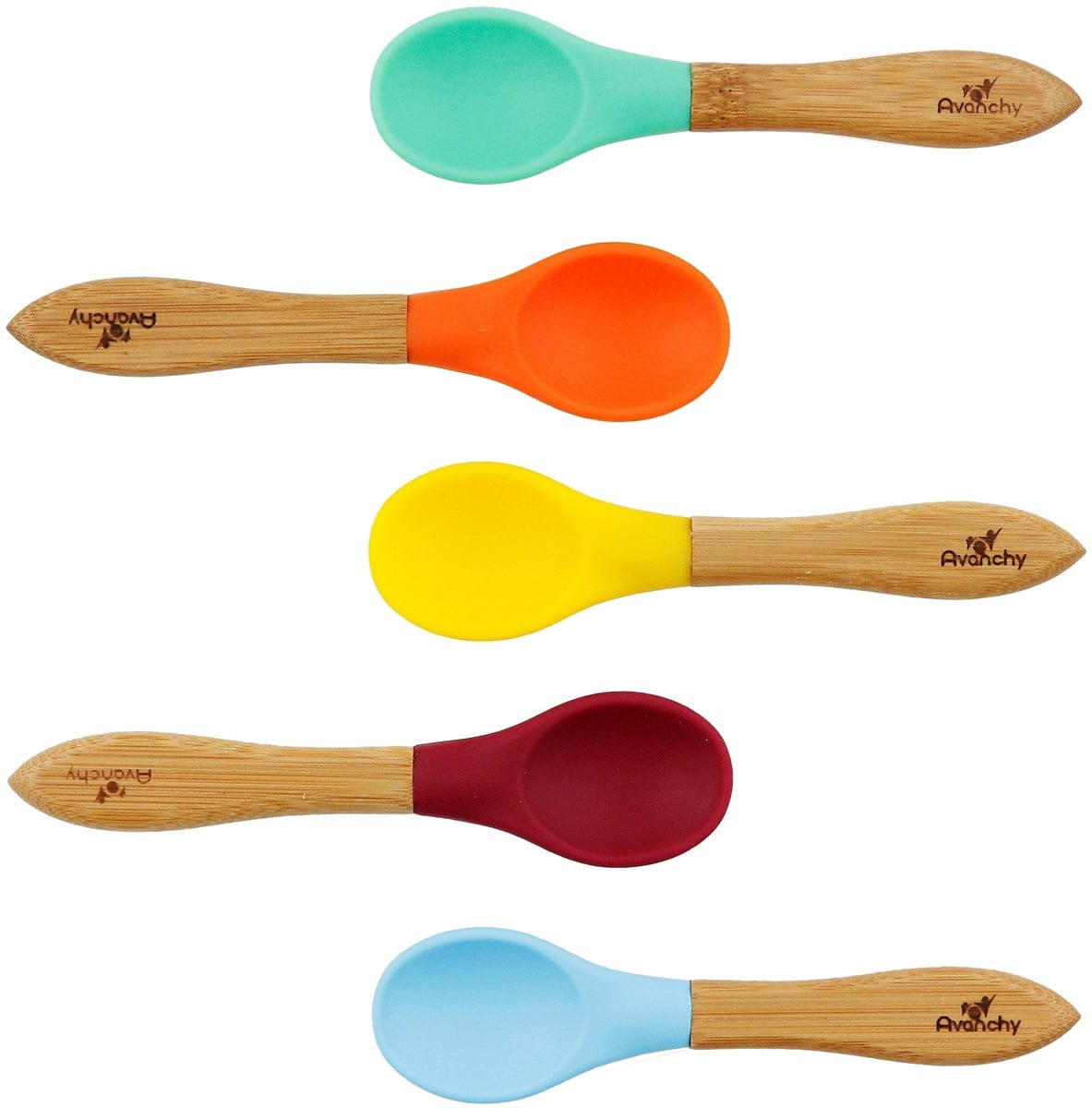 Avanchy Bamboo Baby Training Spoons, 5 Pack - Multi - 731236358251