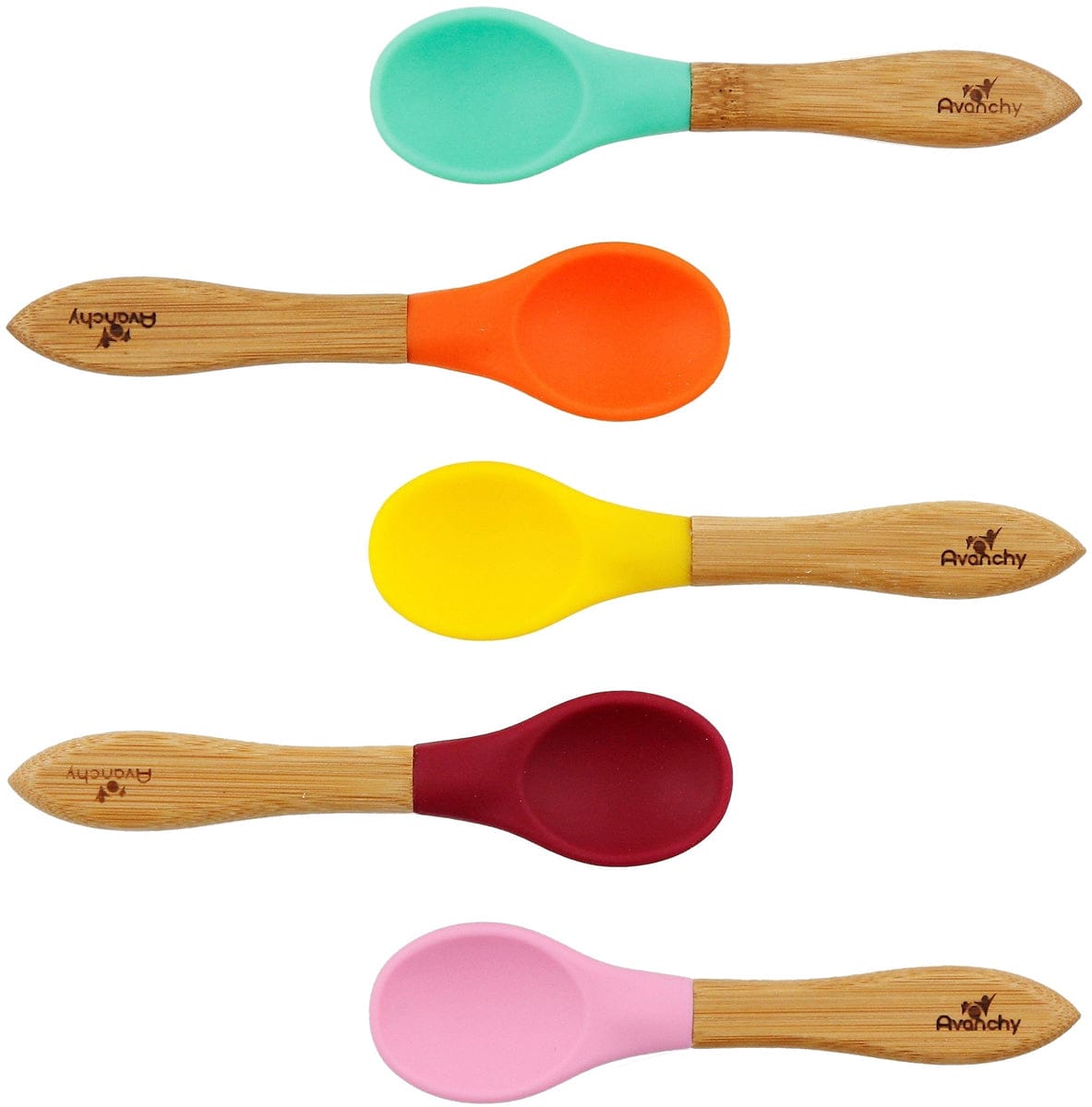 Avanchy Bamboo Baby Training Spoons, 5 Pack - Multi Girls - 731236358008