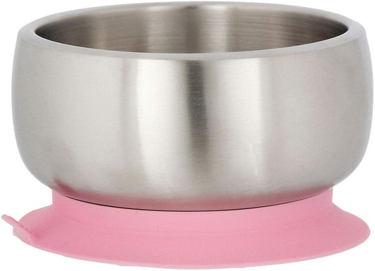 Avanchy Stainless Steel Suction Baby Bowl + Air Tight Lid - Pink - PBBLS