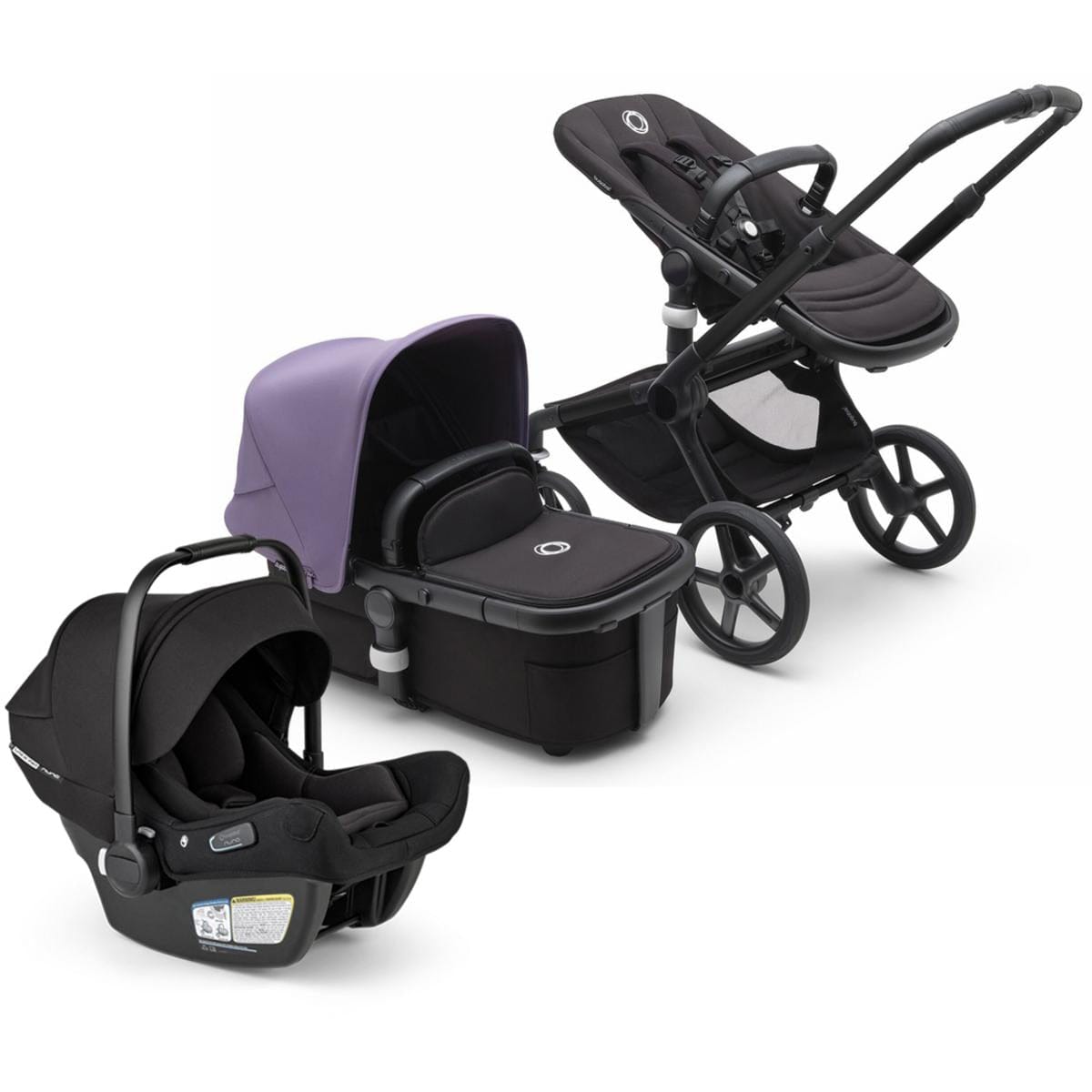 Bugaboo Fox 5 + Turtle Air Shield Travel System Bundle - Black / Midnight Black / Astro Purple / Black - 100051057-400016001-B