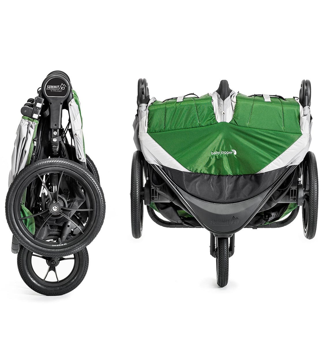 Baby Jogger 2016 Summit X3 Double Jogging Stroller - Green / Gray