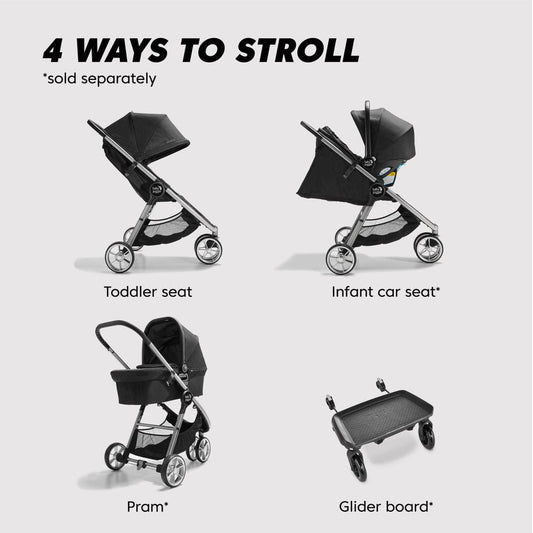 Baby Jogger City Mini 2 Single Stroller + Pram Bundle - Opulent Black - 2153357-2149771