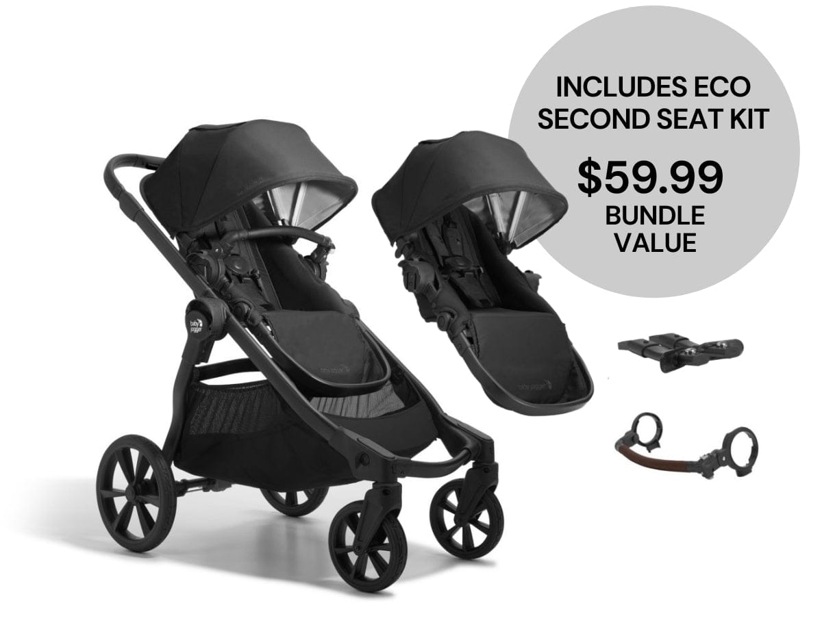 Baby Jogger City Select 2 Double Stroller Bundle - Eco Collection - Lunar Black - 2149330-2149902