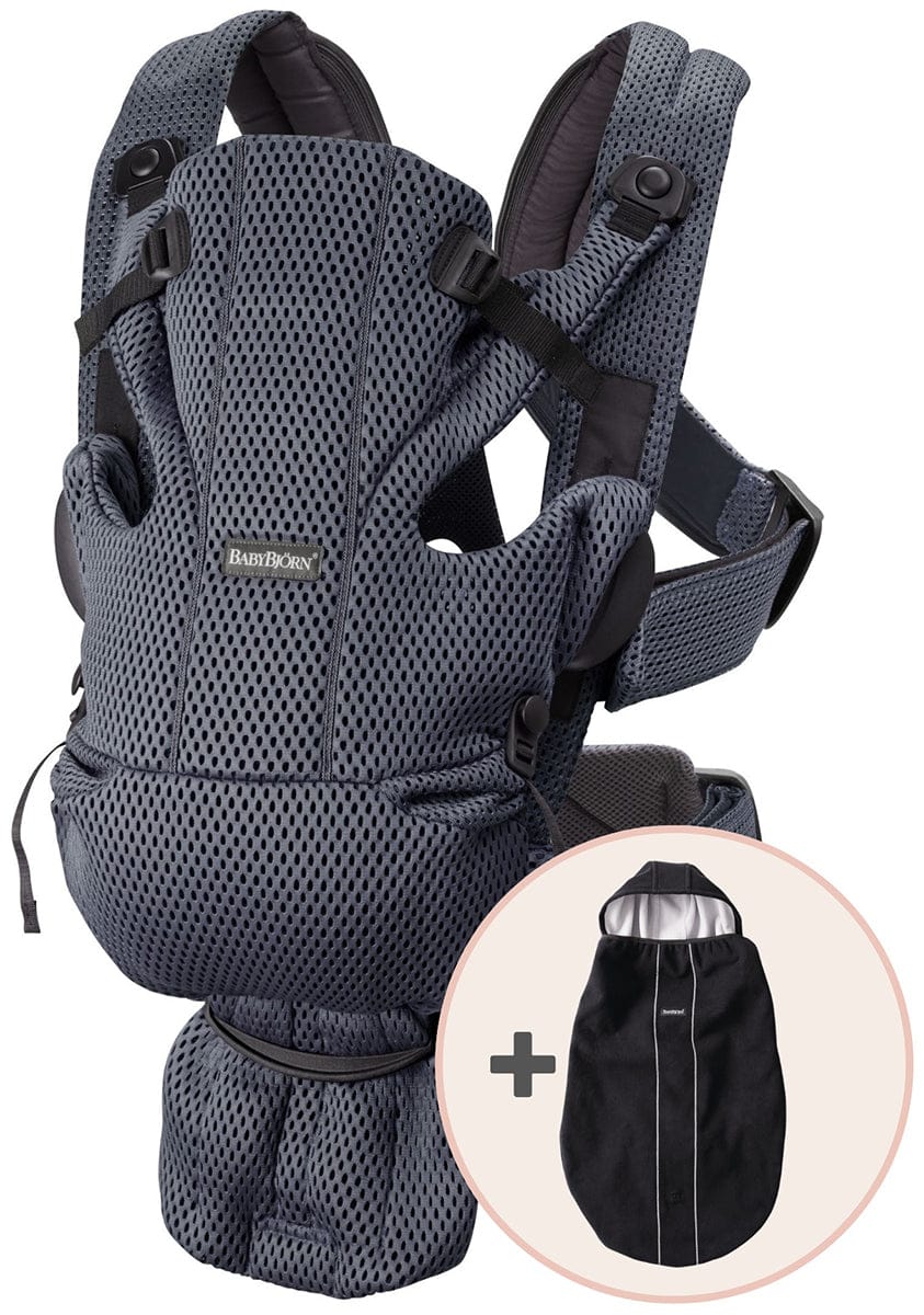 BabyBjorn Baby Carrier Free, 3D Mesh + Cover Bundle - Anthracite / Black - 610081US