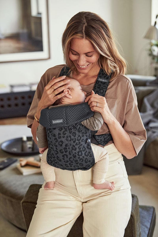 BabyBjorn Baby Carrier Mini, 3D Mesh - Anthracite Leopard - 021078US-X