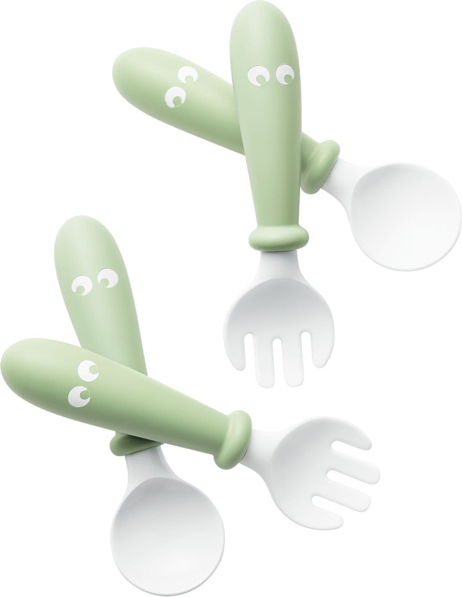 BabyBjorn Baby Spoon and Fork, 4 pcs - Powder Green - 073061US