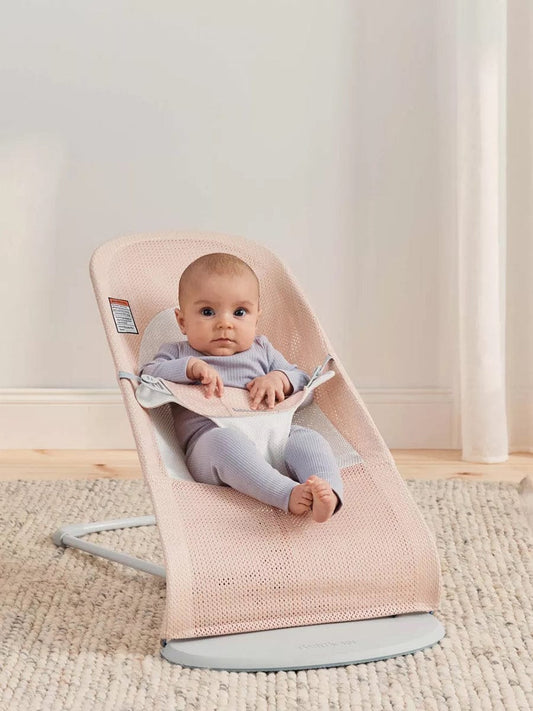 BabyBjörn Bouncer Balance Soft, Light Gray Frame Mesh Pearly Pink/Grey - 005142US