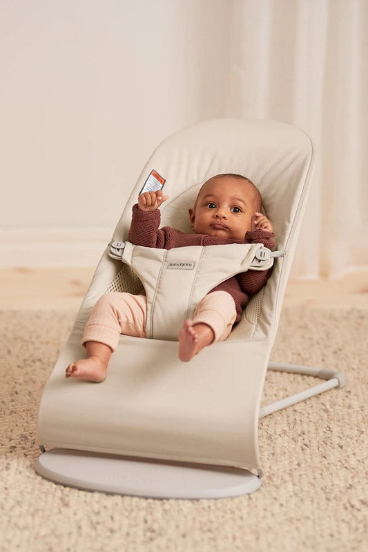 BabyBjorn Bouncer Balance Soft, Light Gray Frame, Tri-Fabric Light Beige - 005130US