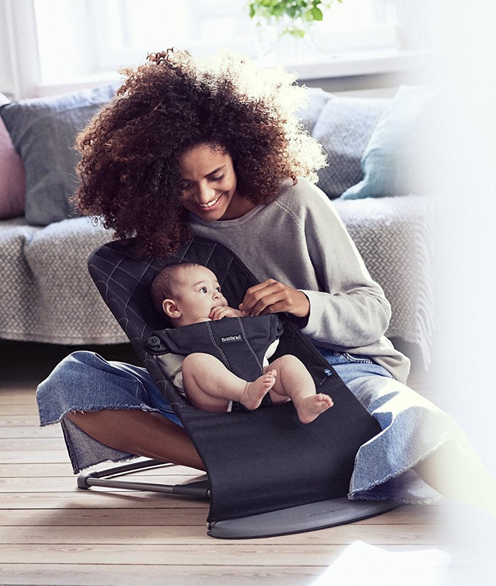 BabyBjörn Bouncer Bliss, Dark Gray Frame Classic Quilt Cotton Black