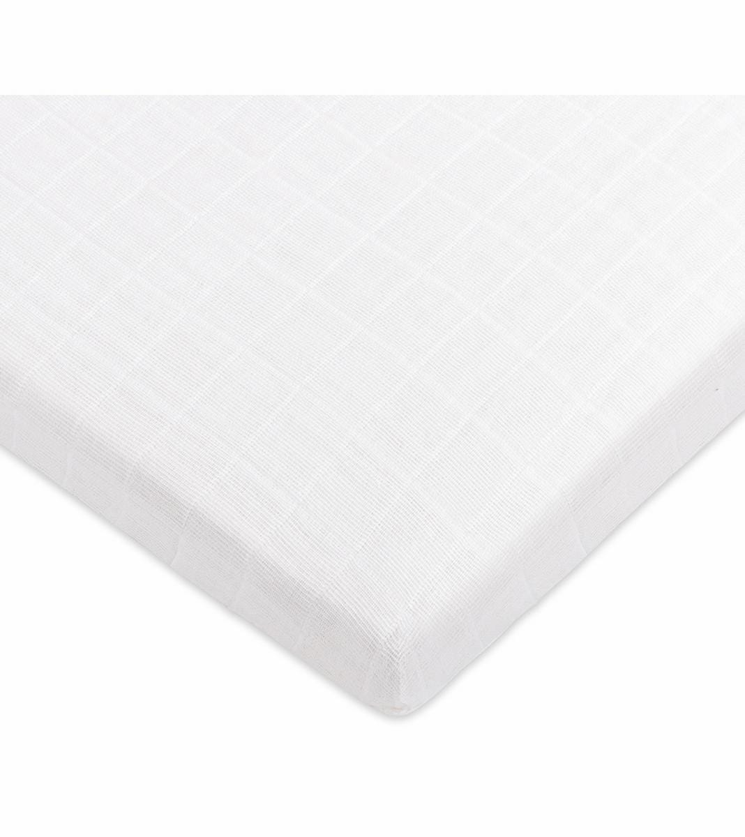 Babyletto All-Stages Midi Crib Sheet in GOTS Certified Organic Muslin Cotton-Oat Stripe - T29433