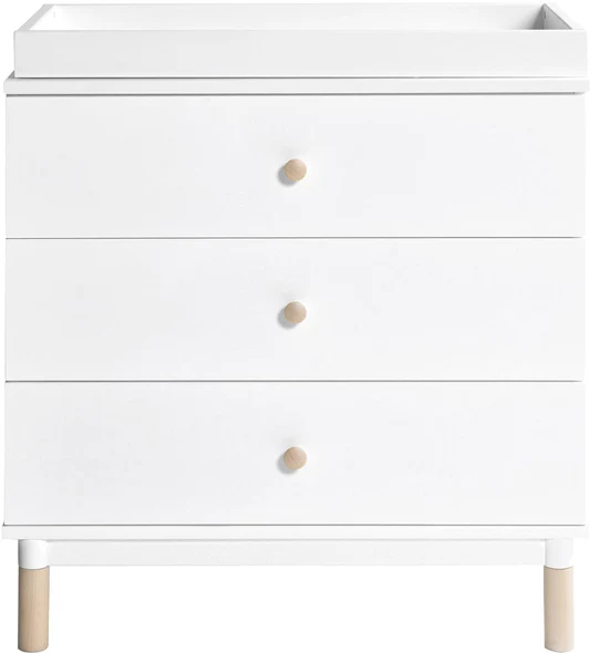 BabyLetto Gelato 3-Drawer Changer Dresser, Washed Natural Kb w/Removable Changing Tray In White