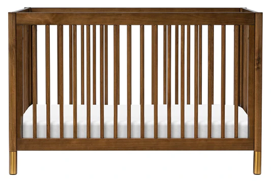 Babyletto Gelato 4-in-1 Convertible Crib w/Toddler Bed Conversion Kit - Natural Walnut & Gold Feet