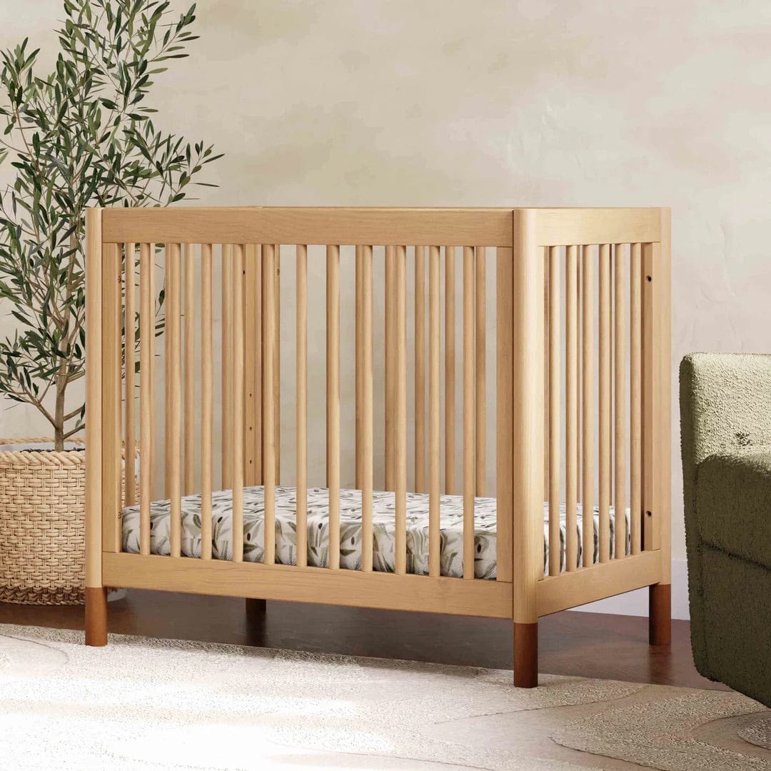 Babyletto Gelato 4-in-1 Convertible Mini Crib - Honey w/ Vegan Tan Leather - M12998HYVTL