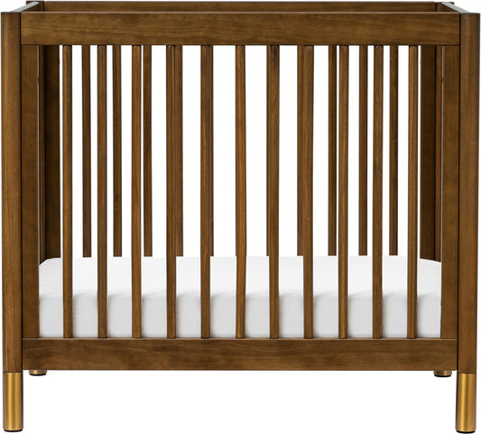 Babyletto Gelato 4-in-1 Convertible Mini Crib - Natural Walnut & Gold Feet - M12998NLGLD