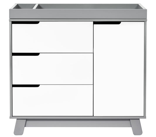 Babyletto Hudson 3-Drawer Changer Dresser, KD w/Removable Changing Tray in Grey/White - M4223GW
