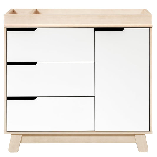 Babyletto Hudson 3-Drawer Changer Dresser, KD w/Removable Changing Tray in Washed Natural/White - M4223NXW